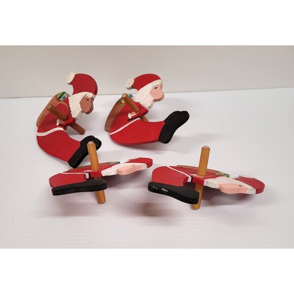 Kinetic Wood Folk Art Hand Craft 4 Spin Rolling Motion Frenetic 'No Platform' - Picture 4 of 7